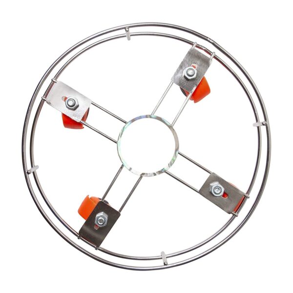 Cylinder Trolley Stand with Heavy Duty Wheels Stainless Steel Gas Holder Gas Cylinder Trolley Steel Gas Cylinder Trolley with Wheels | Gas Trolly | LPG Cylinder Stand(Silver, Orange) - Image 3