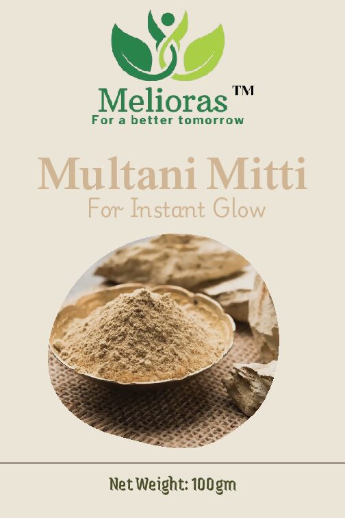 Melioras -Multani Mitti Natural Clay Powder for Skin Care, 200g(100gX2)- Natural Fuller’s Earth for Face & Hair Packs | Removes Dead Skin, Cleanses Pores, Reduces Dandruff & Scalp Itchiness | Soft & Glowing Skin