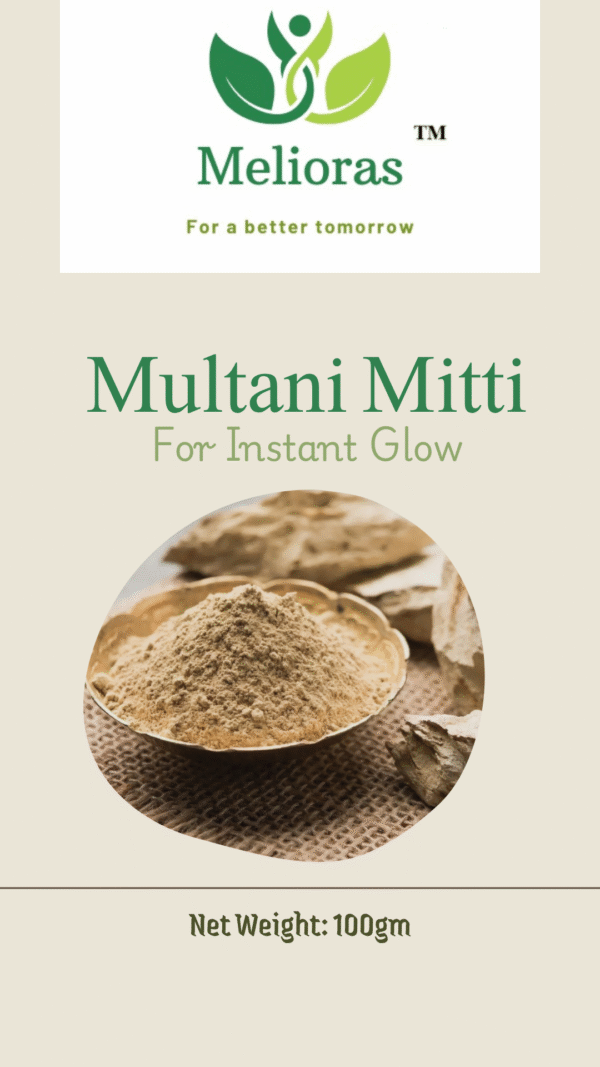 Melioras -Multani Mitti Natural Clay Powder for Skin Care, 200g(100gX2)- Natural Fuller’s Earth for Face & Hair Packs | Removes Dead Skin, Cleanses Pores, Reduces Dandruff & Scalp Itchiness | Soft & Glowing Skin